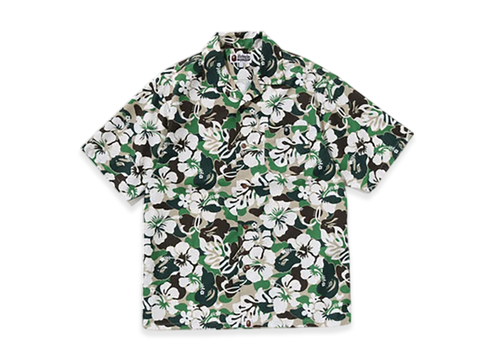 A BATHING APE ABC Resort Camo Open Collar Ss Shirt "Green"