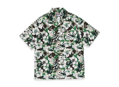 A BATHING APE ABC Resort Camo Open Collar Ss Shirt "Green"