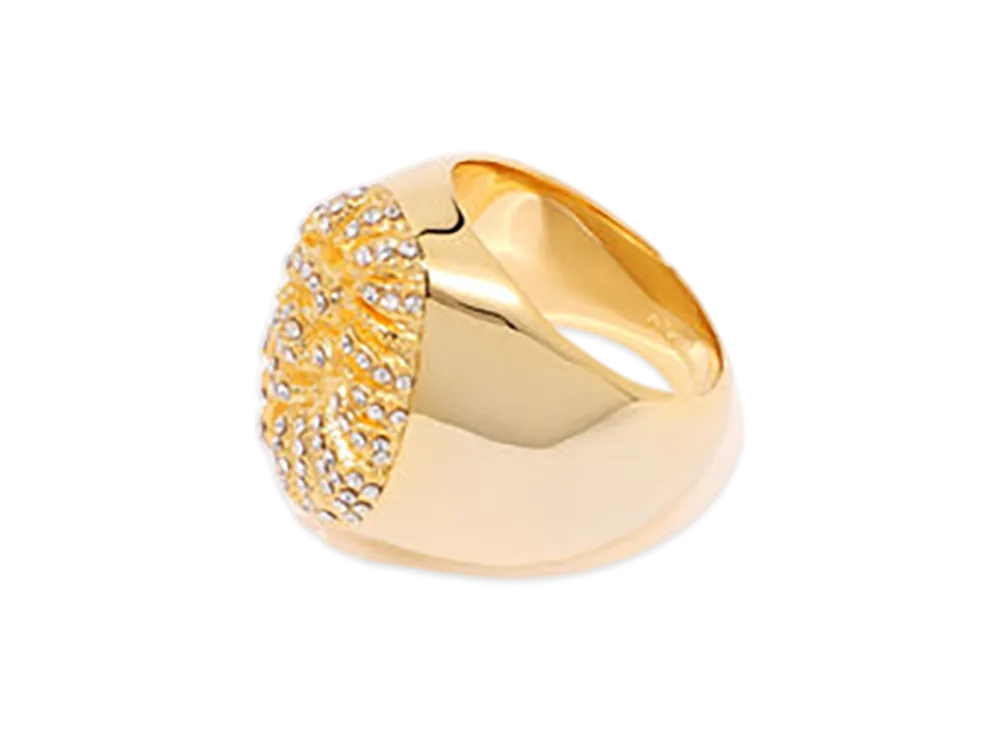 A BATHING APE Ape Head Crystal Stone Ring "Gold"