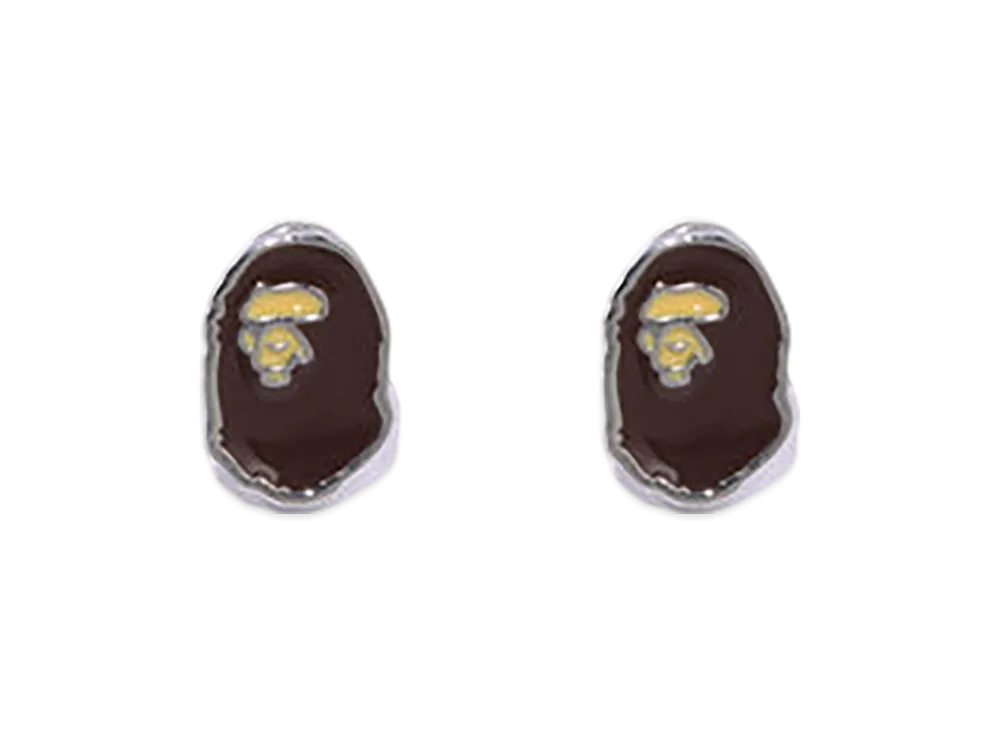 A BATHING APE Ape Head Earrings "Brown"