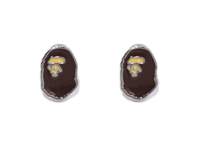 A BATHING APE Ape Head Earrings "Brown"