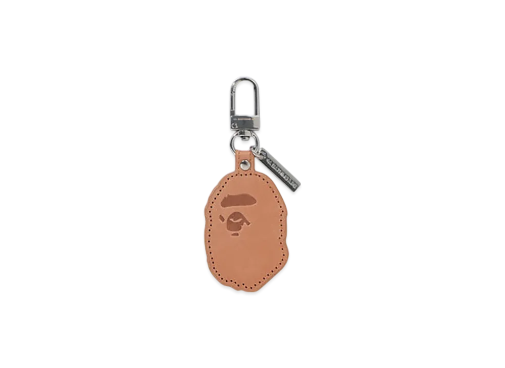A BATHING APE Ape Head Leather Keychain "Brown"