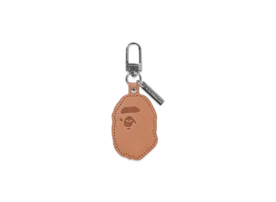 A BATHING APE Ape Head Leather Keychain "Brown"