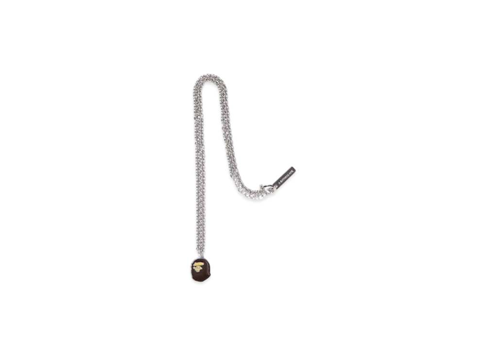 A BATHING APE Ape Head Necklace "Brown"