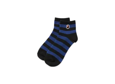 A BATHING APE Ape Head One Point Hoop Ankle Socks "Blue"