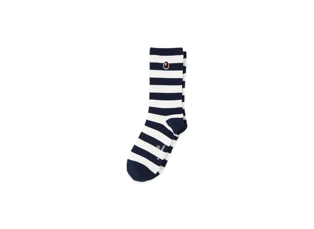 A BATHING APE Ape Head One Point Hoop Socks "Navy"