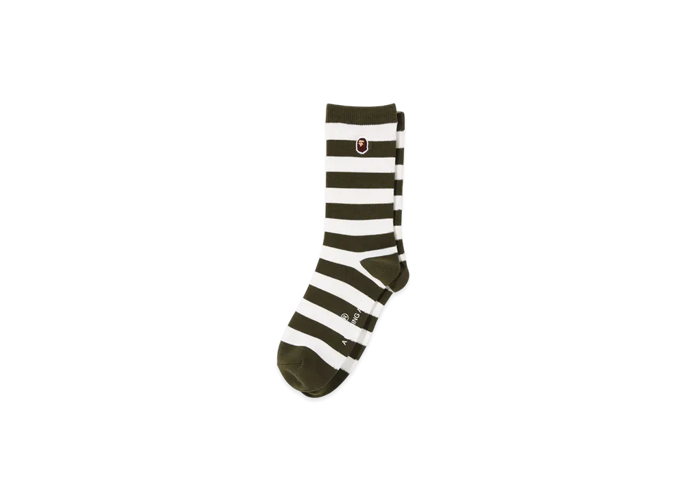 A BATHING APE Ape Head One Point Hoop Socks "Olive Drab"
