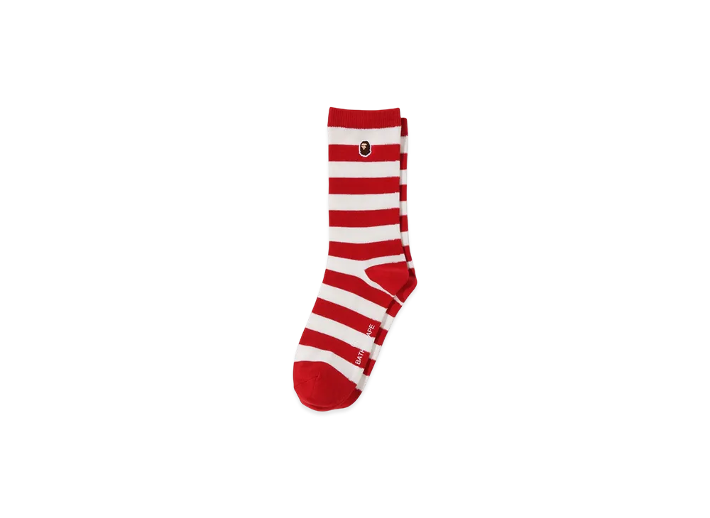 A BATHING APE Ape Head One Point Hoop Socks "Red"