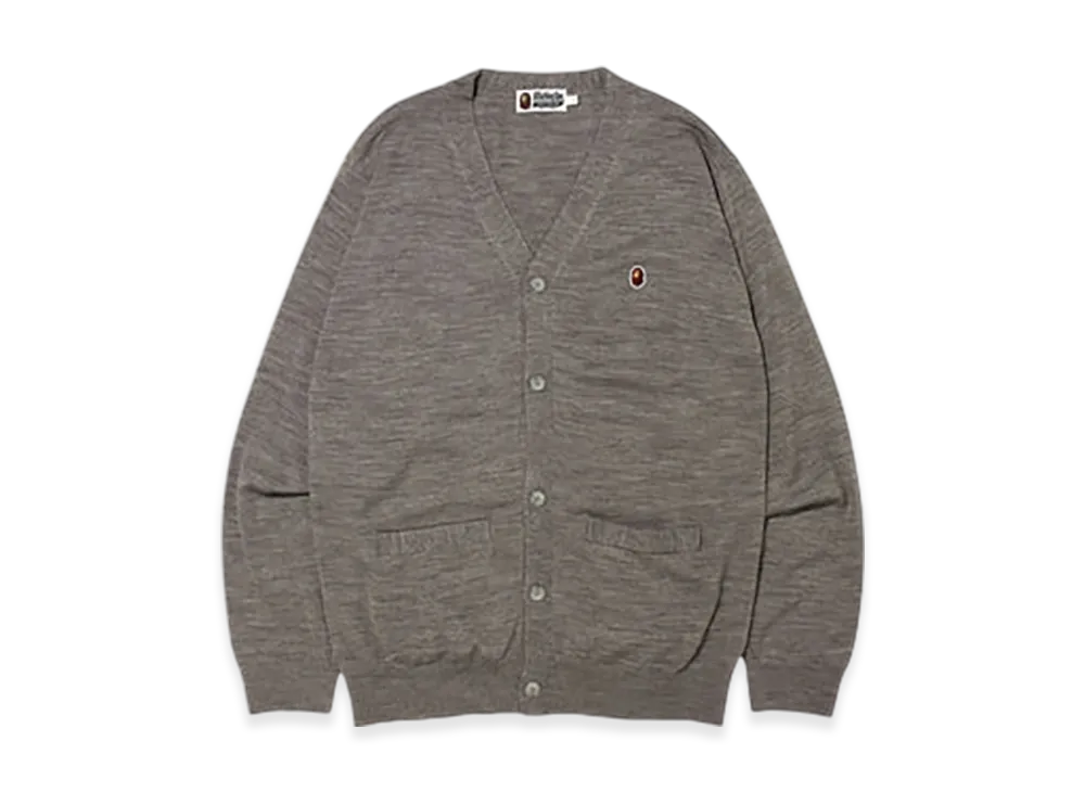A BATHING APE Ape Head One Point Knit Cardigan "Gray"