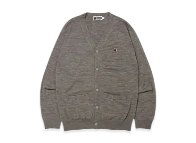 A BATHING APE Ape Head One Point Knit Cardigan "Gray"