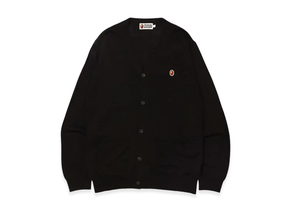 A BATHING APE Ape Head One Point Knit Cardigan "Black"