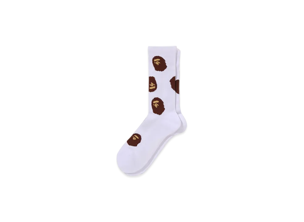 A BATHING APE Ape Head Pattern Socks "White"