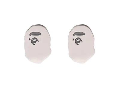 A BATHING APE Ape Head Silver Earrings "Silver"