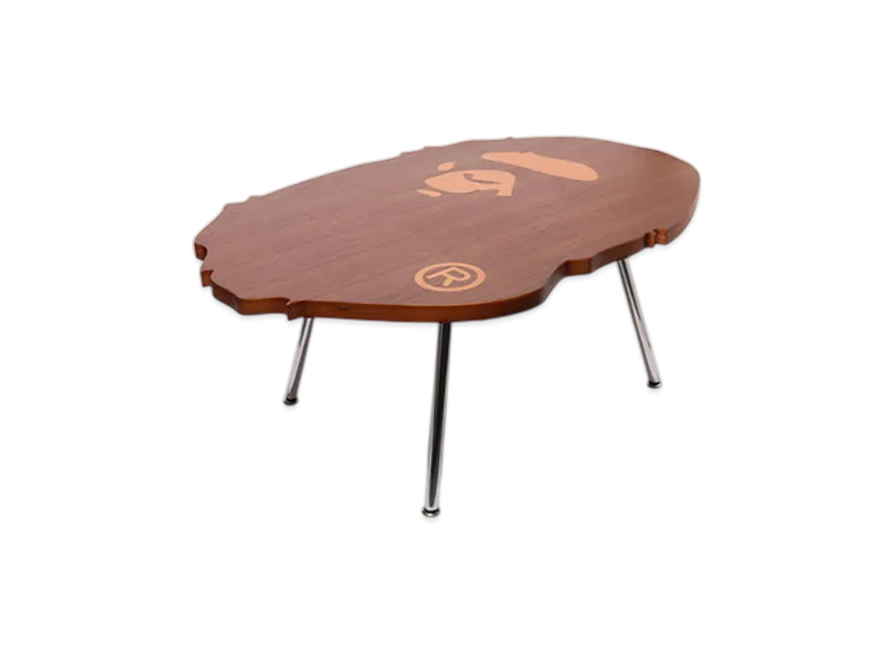 A BATHING APE Ape Head Wooden Coffee Table Bape Home "Brown"