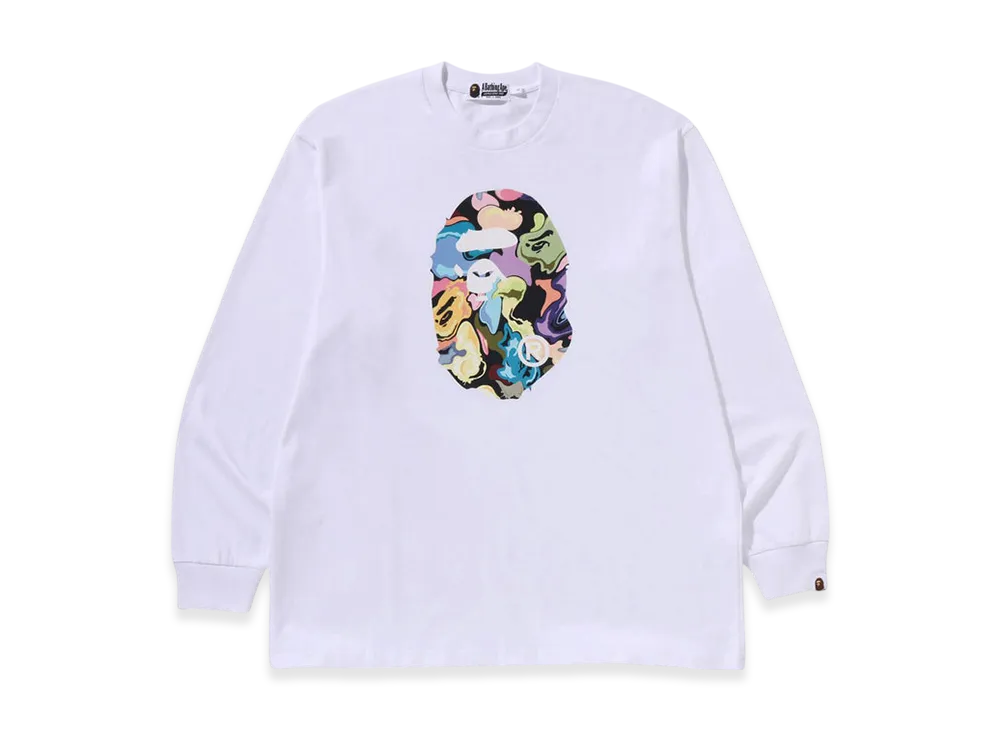 A BATHING APE Art Camo Ape Head Relaxed Fit LS Tee "White"