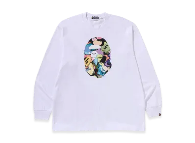A BATHING APE Art Camo Ape Head Relaxed Fit LS Tee "White"