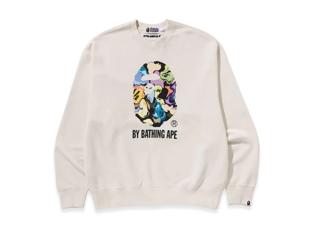 A BATHING APE Art Camo By Bathing Ape Relaxed Fit Crewneck Sweatshirt "White"