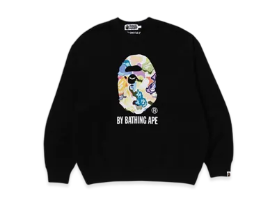 A BATHING APE Art Camo By Bathing Ape Relaxed Fit Crewneck Sweatshirt "Black"