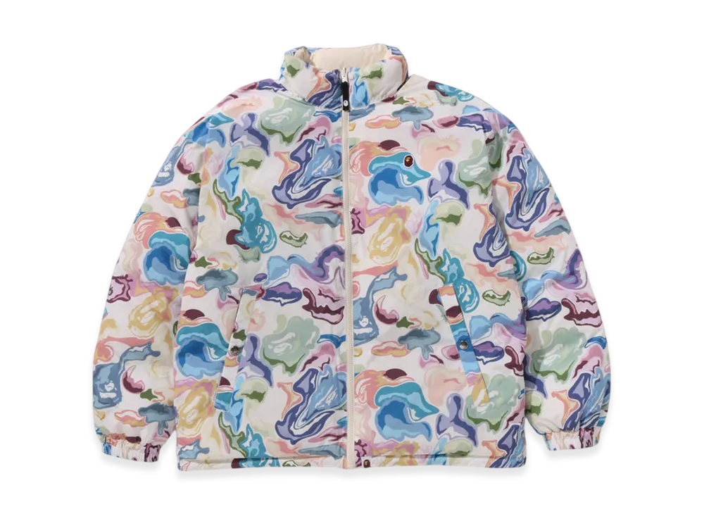 A BATHING APE Art Camo Reversible Down Jacket "White"