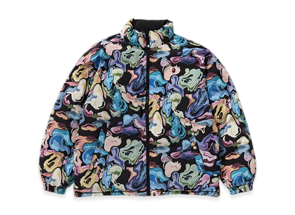 A BATHING APE Art Camo Reversible Down Jacket "Black"