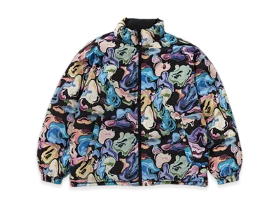 A BATHING APE Art Camo Reversible Down Jacket "Black"