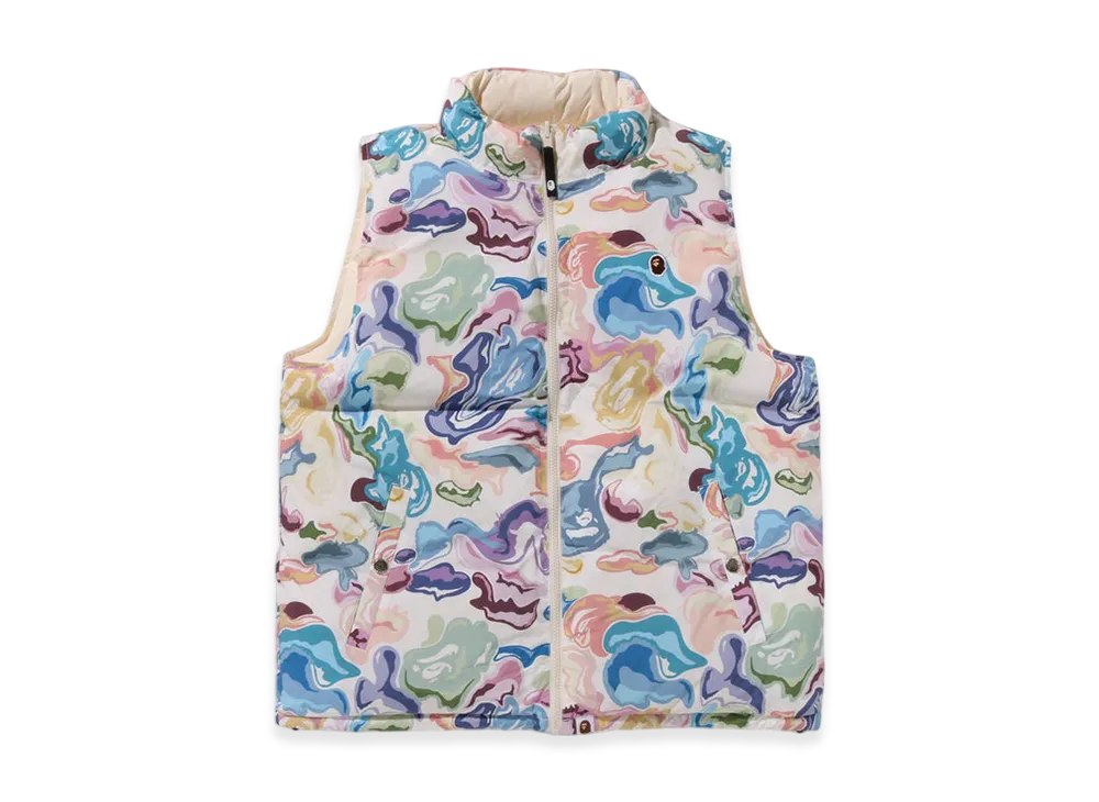 A BATHING APE Art Camo Reversible Down Vest "White"