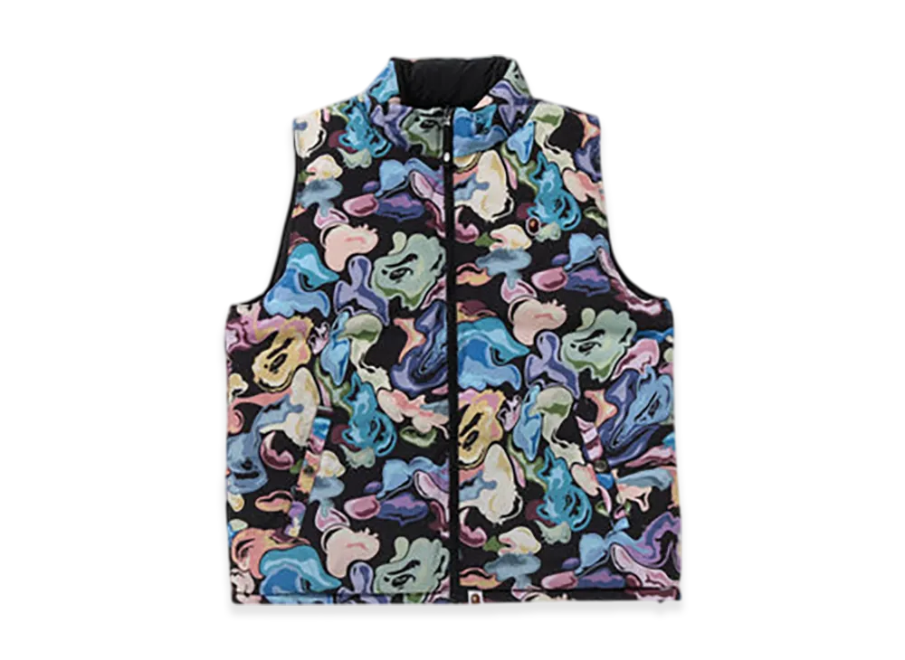 A BATHING APE Art Camo Reversible Down Vest "Black"