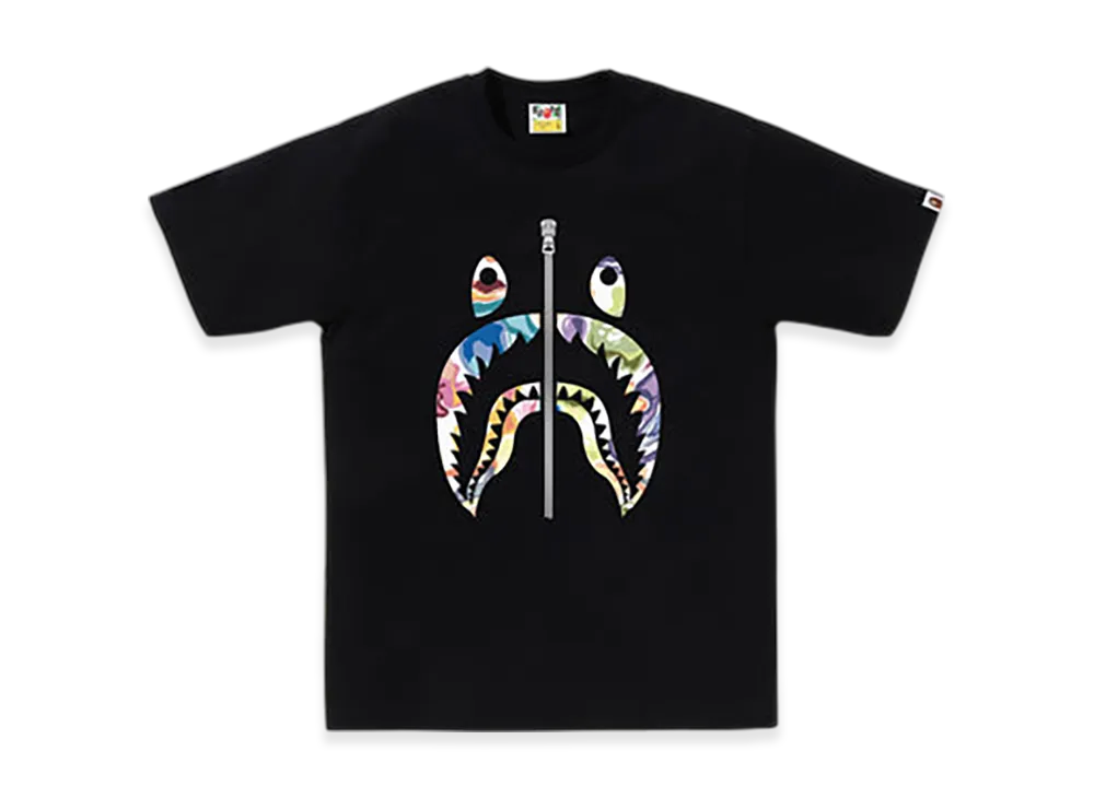 A BATHING APE Art Camo Shark Tee "Black"