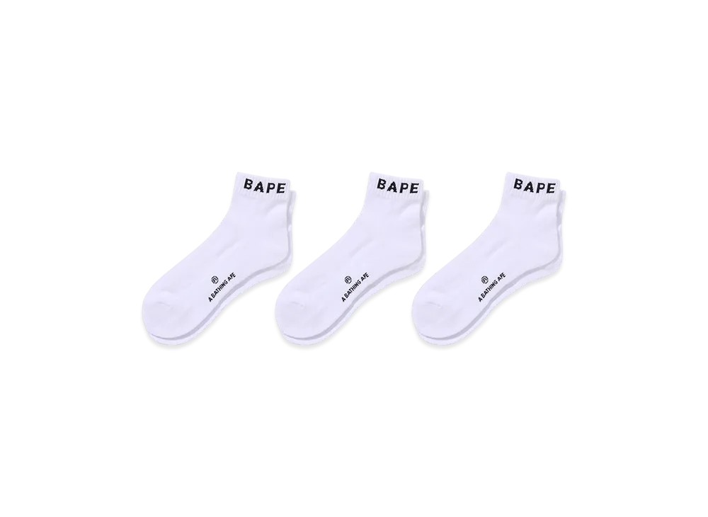 A BATHING APE Bape Ankle Socks 3 Pairs "White"