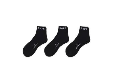 A BATHING APE Bape Ankle Socks 3 Pairs "Black"