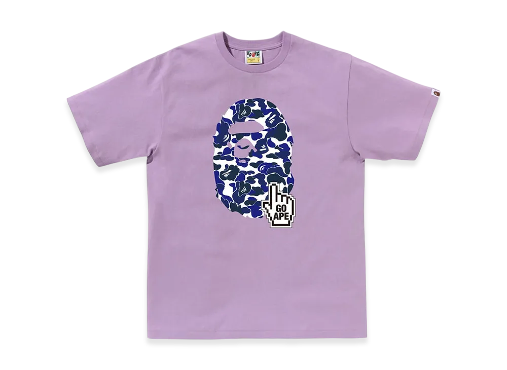 A BATHING APE Bape Camo Go Ape Pointer Big Ape Head Tee "Purple"