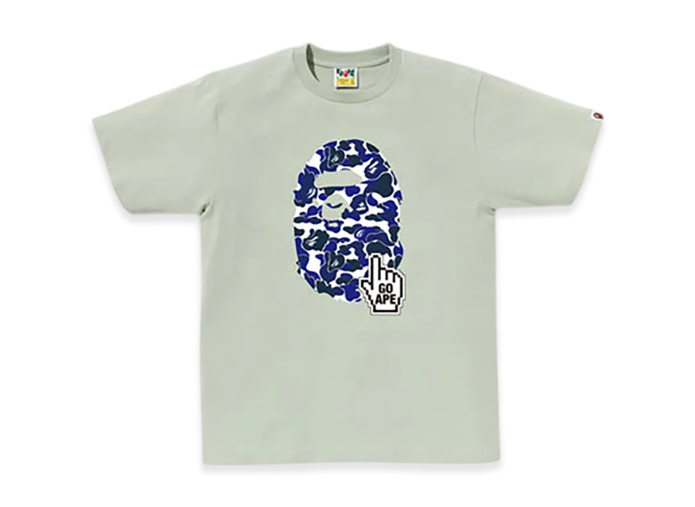 A BATHING APE Bape Camo Go Ape Pointer Big Ape Head Tee "Green"