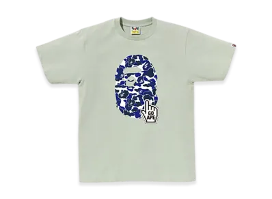 A BATHING APE Bape Camo Go Ape Pointer Big Ape Head Tee "Green"