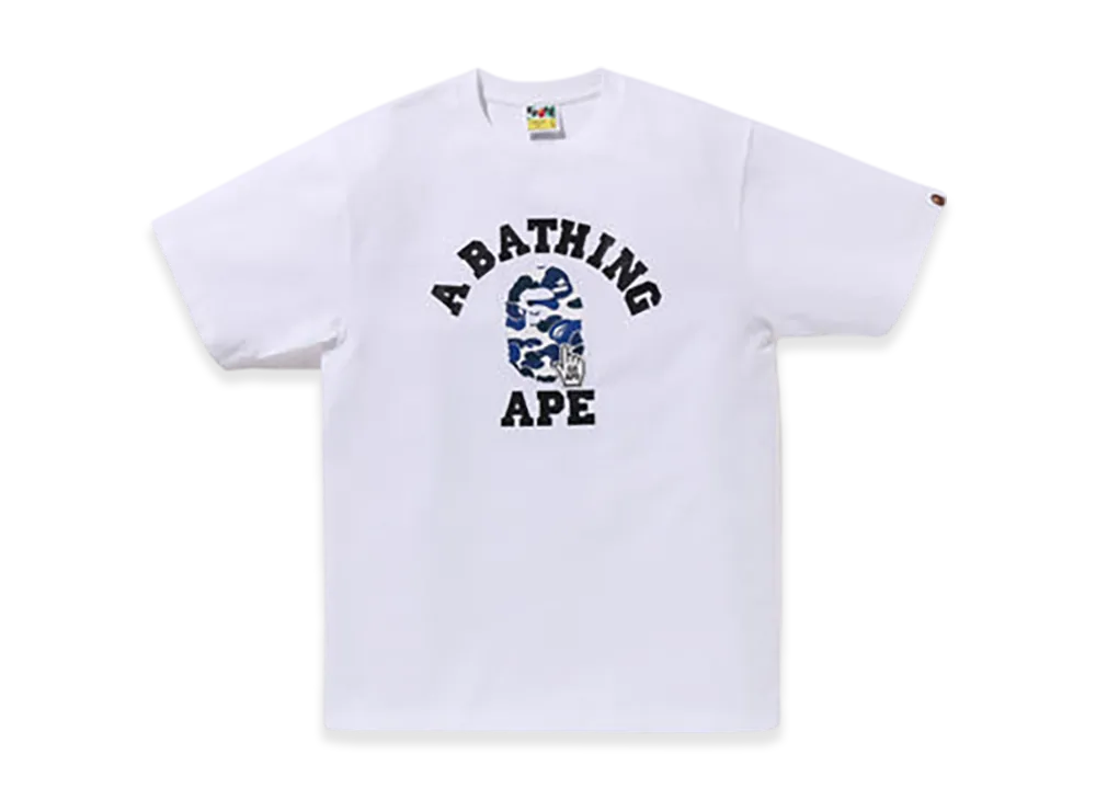 A BATHING APE Bape Camo Go Ape Pointer College Tee "White"