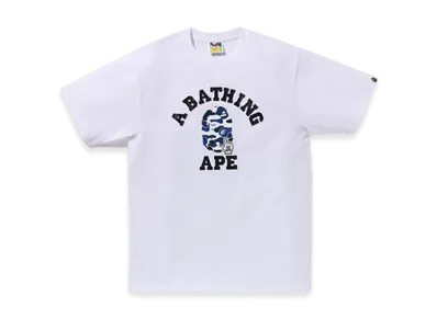 A BATHING APE Bape Camo Go Ape Pointer College Tee "White"