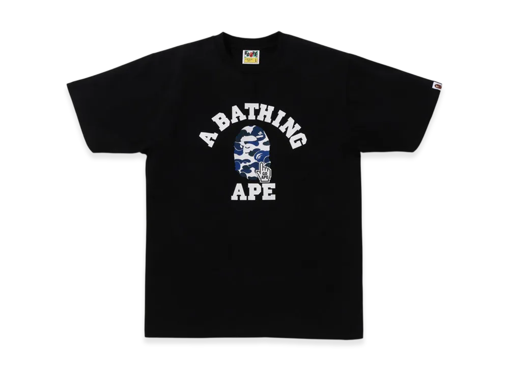 A BATHING APE Bape Camo Go Ape Pointer College Tee "Black"
