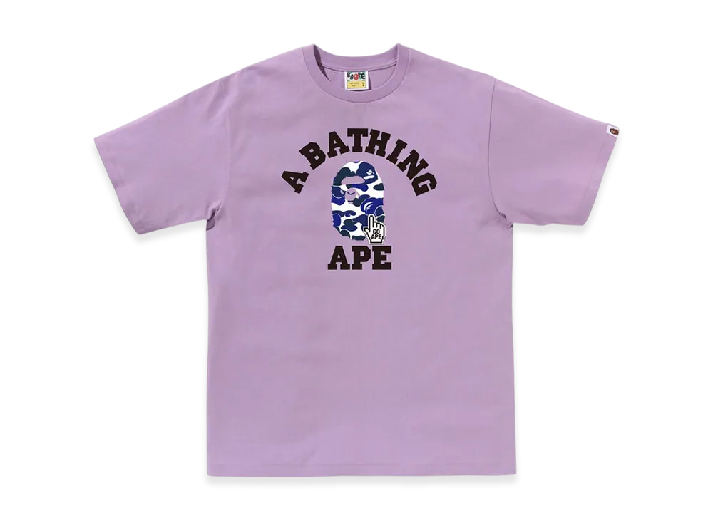 A BATHING APE Bape Camo Go Ape Pointer College Tee "Purple"