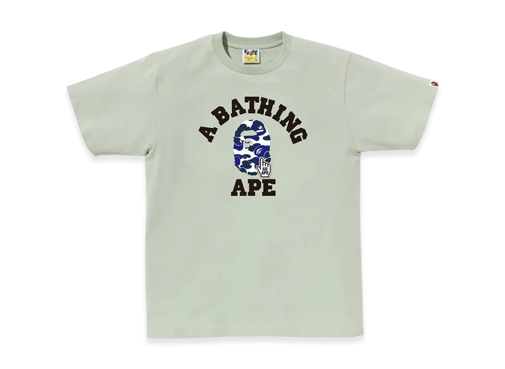 A BATHING APE Bape Camo Go Ape Pointer College Tee "Green"