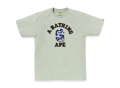 A BATHING APE Bape Camo Go Ape Pointer College Tee "Green"