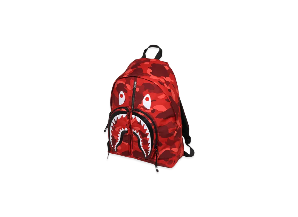 A BATHING APE Color Camo Shark Daypack "Red"