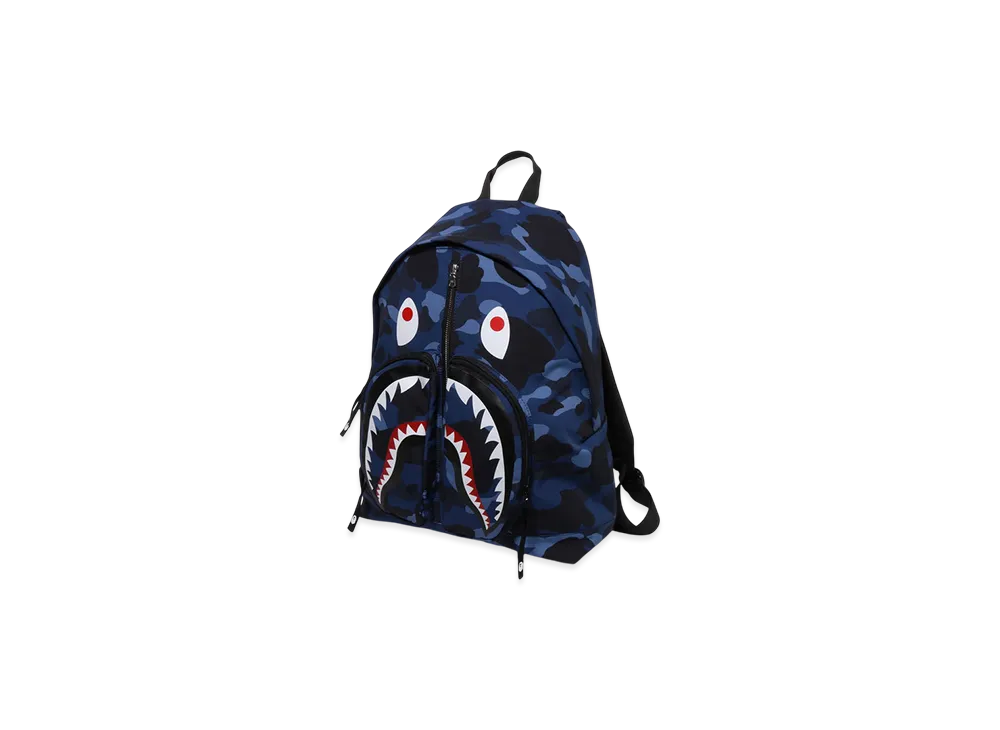 A BATHING APE Color Camo Shark Daypack "Navy"