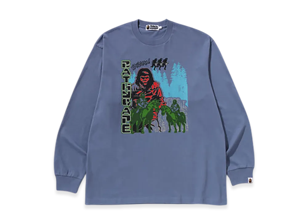A BATHING APE Bape Graphic Relaxed Fit LS Tee "Navy"