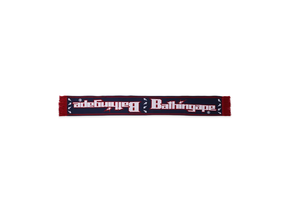 A BATHING APE Bape Logo Jacquard Scarf "Navy"