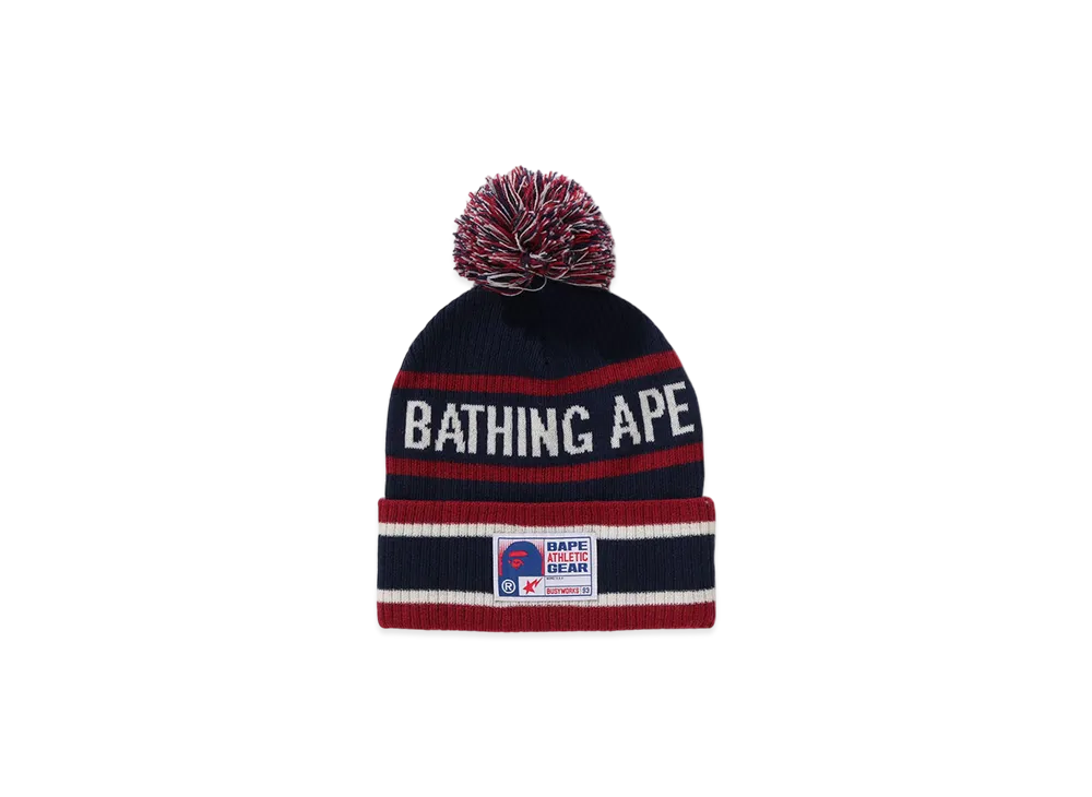 A BATHING APE Bape Pom Pom Beanie "Navy"