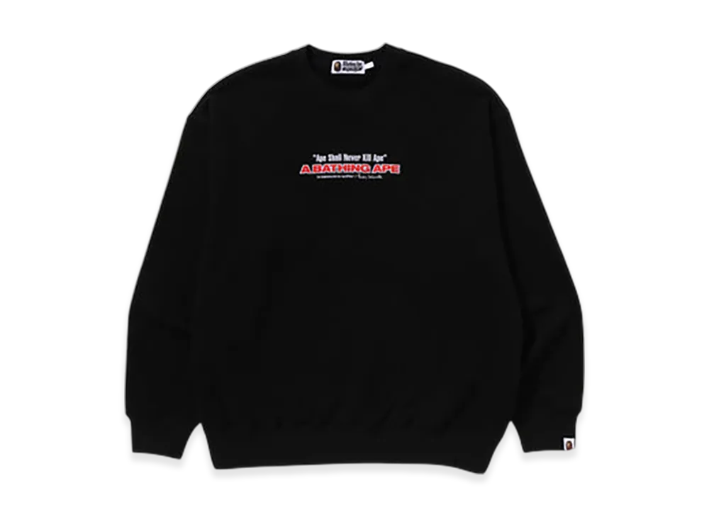 A BATHING APE Bape Slogan Relaxed Fit Crewneck Sweatshirt "Black"