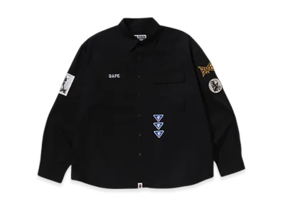 A BATHING APE Bathing Ape Logo Military LS Shirt "Black"