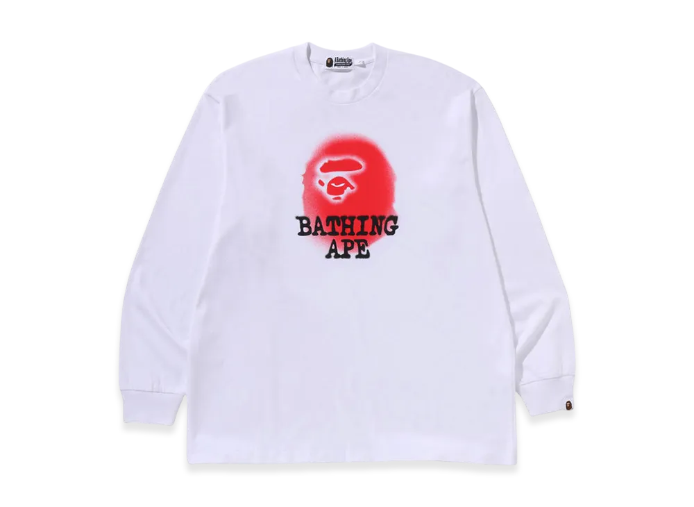A BATHING APE Bathing Ape Logo Relaxed Fit LS Tee "White"