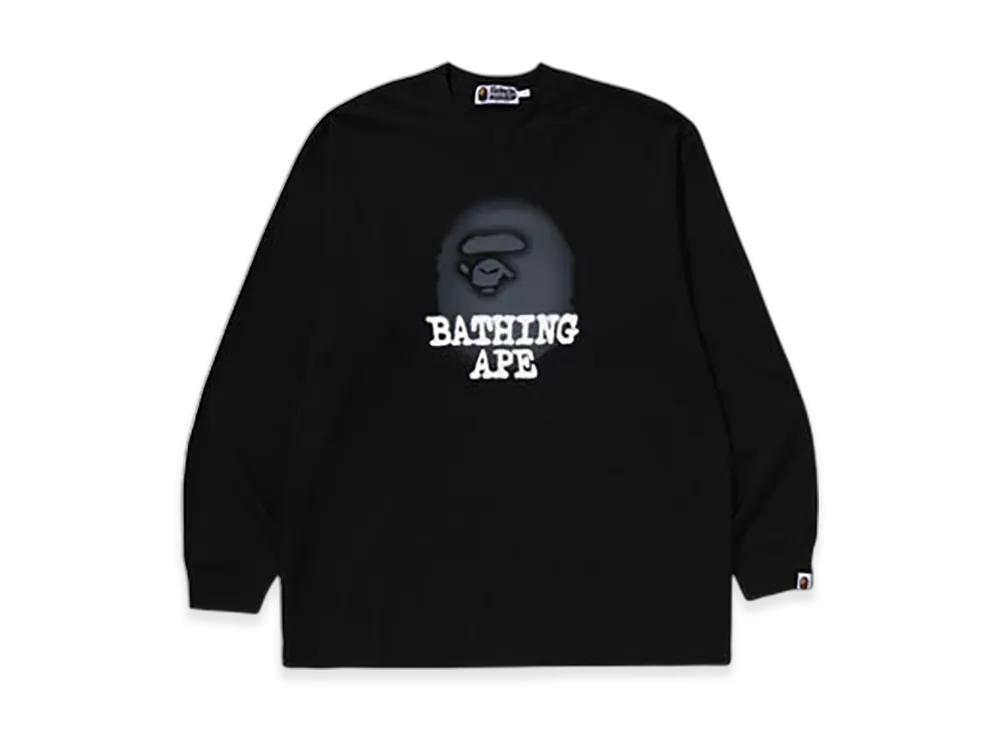 A BATHING APE Bathing Ape Logo Relaxed Fit LS Tee "Black"