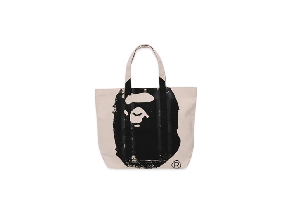 A BATHING APE Big Ape Head Tote Bag "Ivory"
