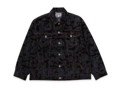 A BATHING APE Camo Flocked Denim Jacket "Indigo"